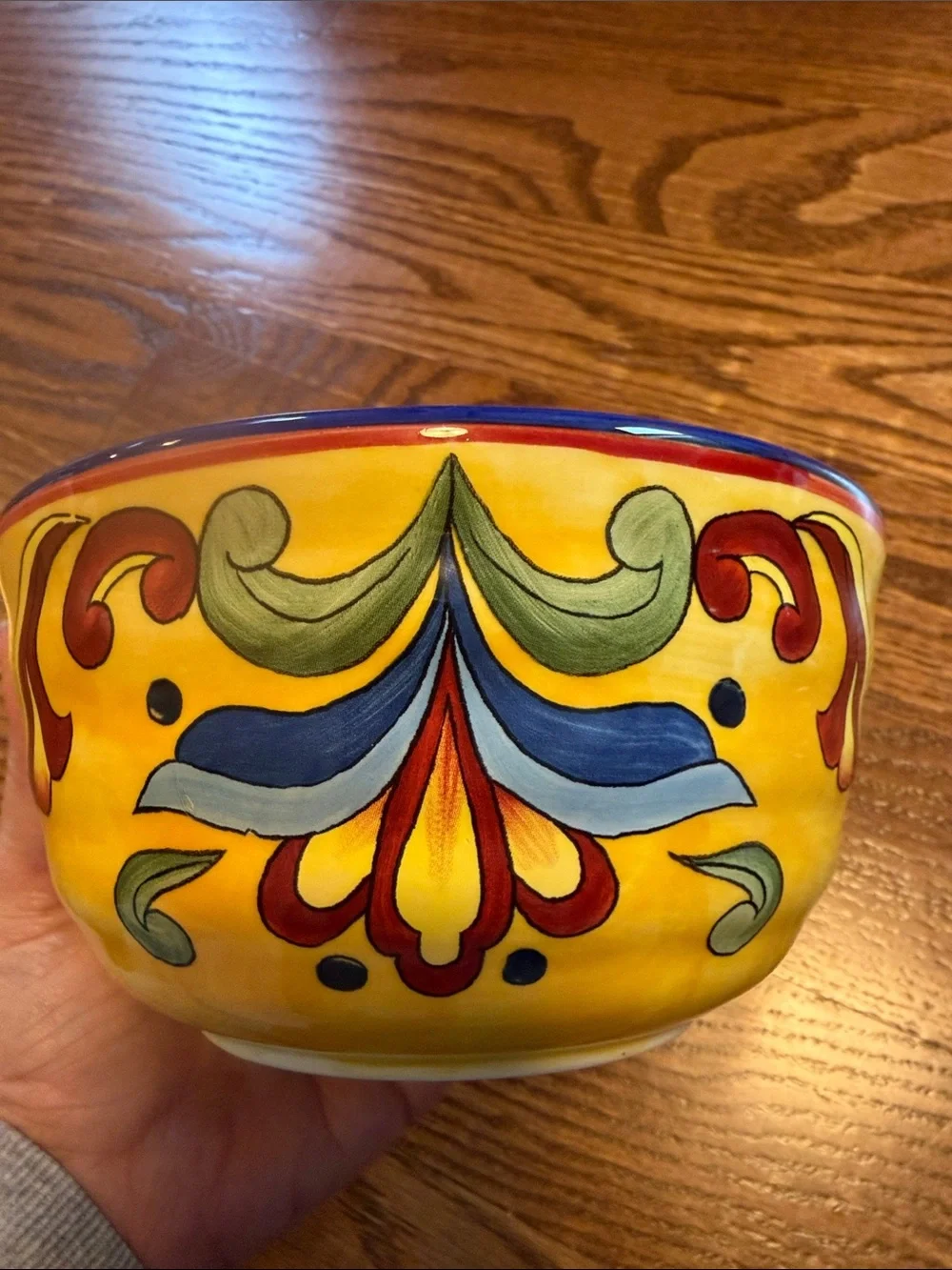 Yellow Talavera hand painted soup cereal bowl - 6